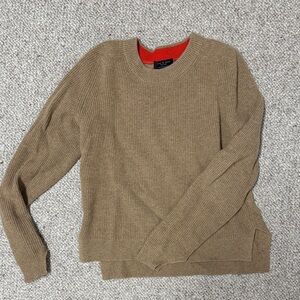 rag & bone Tan Crewneck Sweater with Red Accent